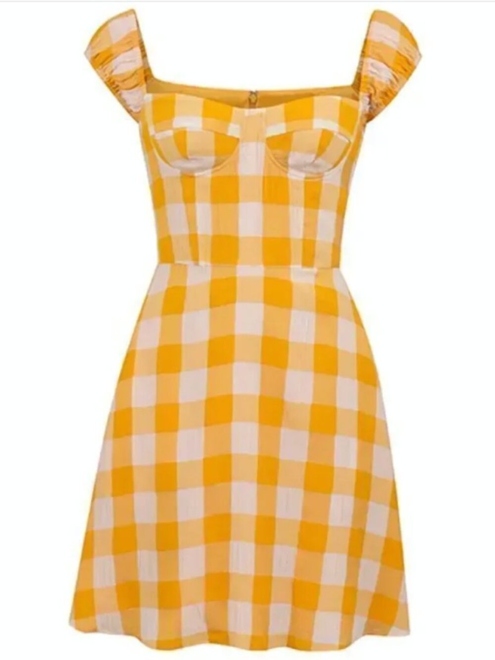 NWOT AUTUMN ADEIGBO ROBIN YELLOW GINGHAM DRESS SMALL